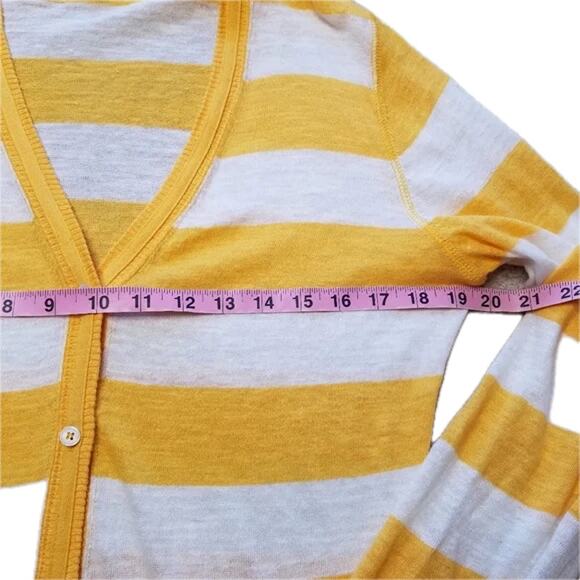Lafayette 148 Yellow Striped Linen Blend Button Front Cardigan Size Medium - Picture 10 of 10